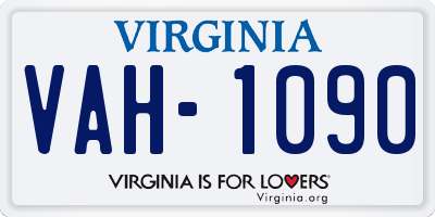 VA license plate VAH1090