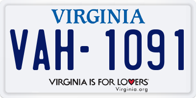 VA license plate VAH1091