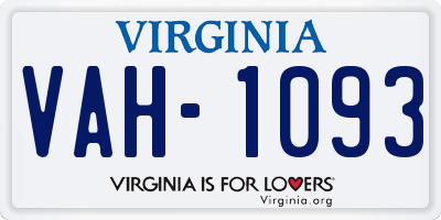 VA license plate VAH1093