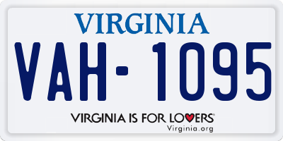 VA license plate VAH1095