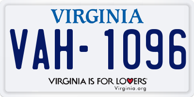 VA license plate VAH1096