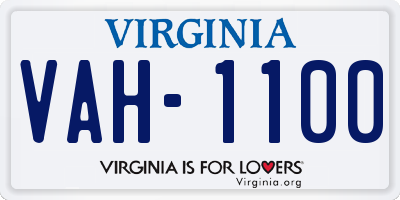 VA license plate VAH1100