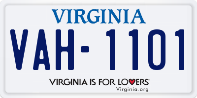 VA license plate VAH1101