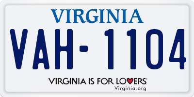 VA license plate VAH1104