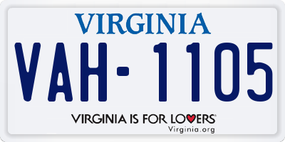 VA license plate VAH1105