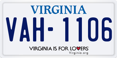 VA license plate VAH1106