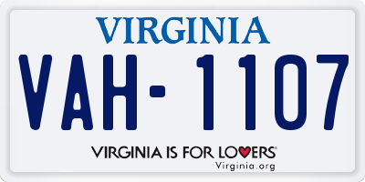 VA license plate VAH1107