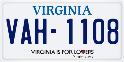 VA license plate VAH1108