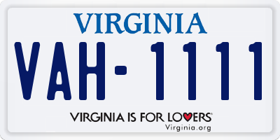 VA license plate VAH1111
