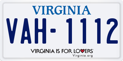 VA license plate VAH1112