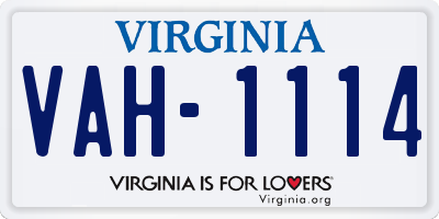 VA license plate VAH1114