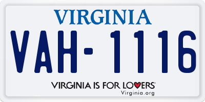 VA license plate VAH1116