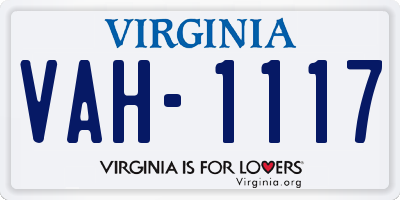 VA license plate VAH1117