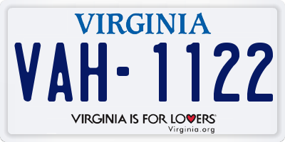 VA license plate VAH1122