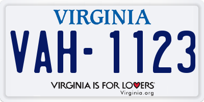 VA license plate VAH1123