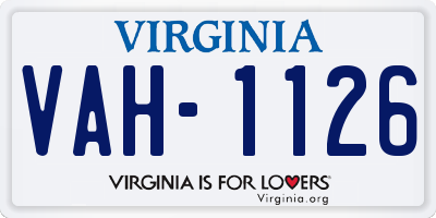 VA license plate VAH1126