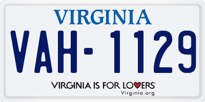 VA license plate VAH1129