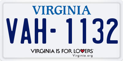 VA license plate VAH1132
