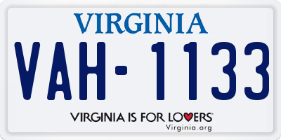 VA license plate VAH1133