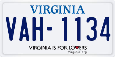 VA license plate VAH1134