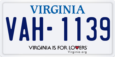 VA license plate VAH1139