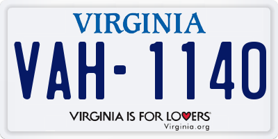 VA license plate VAH1140