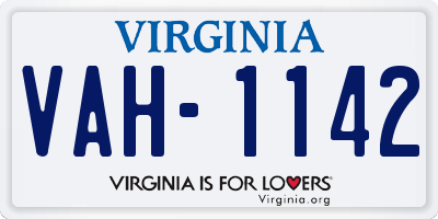 VA license plate VAH1142