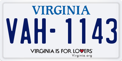 VA license plate VAH1143