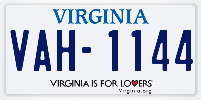 VA license plate VAH1144