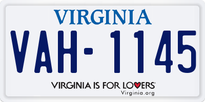 VA license plate VAH1145