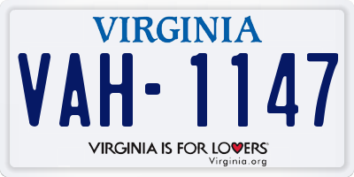 VA license plate VAH1147