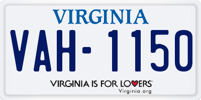 VA license plate VAH1150