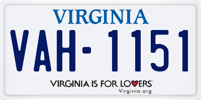 VA license plate VAH1151