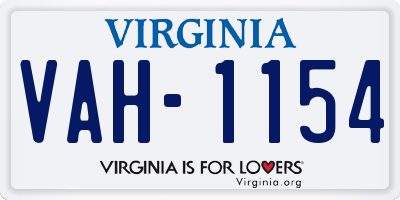 VA license plate VAH1154