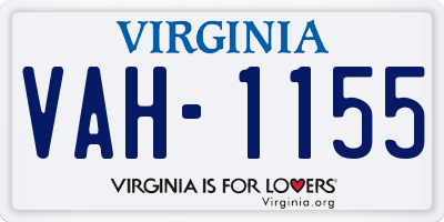 VA license plate VAH1155