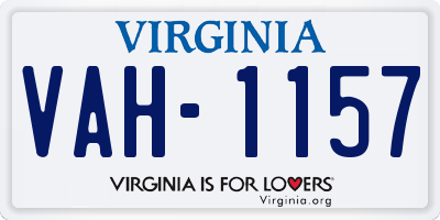 VA license plate VAH1157