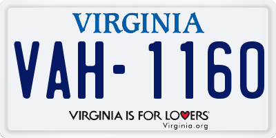 VA license plate VAH1160