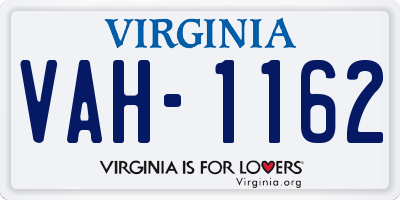 VA license plate VAH1162