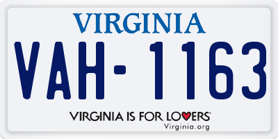 VA license plate VAH1163