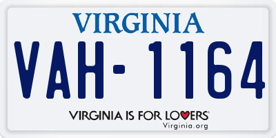 VA license plate VAH1164
