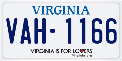 VA license plate VAH1166