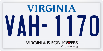 VA license plate VAH1170