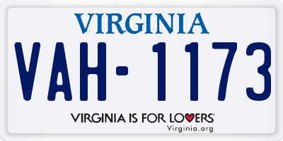 VA license plate VAH1173