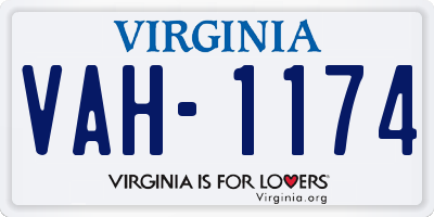 VA license plate VAH1174