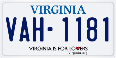 VA license plate VAH1181