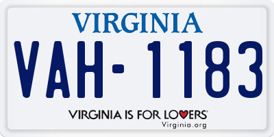 VA license plate VAH1183
