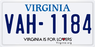 VA license plate VAH1184