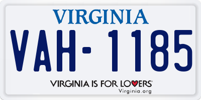 VA license plate VAH1185