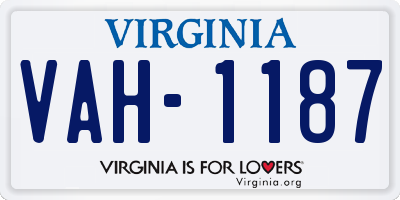 VA license plate VAH1187