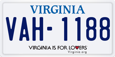 VA license plate VAH1188